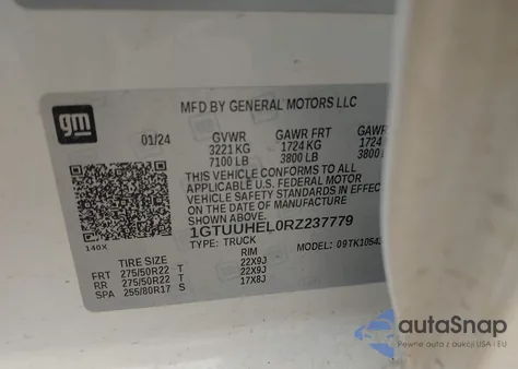 2024 GMC Sierra 1500 4Wd Short Box Denali Ultimate из США, поврежденный, VIN 1GTUUHEL0RZ237779